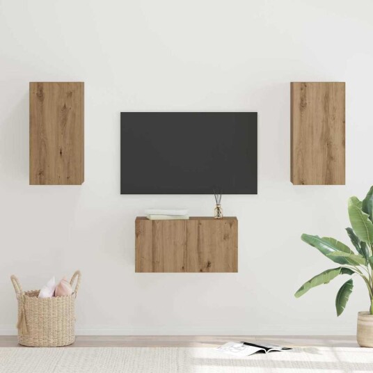TV benksett 3 pcs artisan eik 60 x 30 x 30 cm Konstruert tre