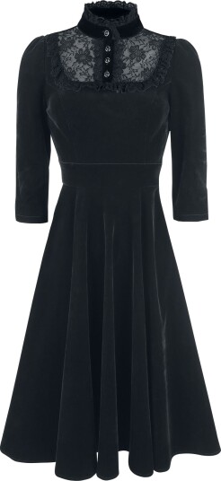 H&R London Rockabilly Middellang kjole Nightshade Velvet Dress S til 5XL Damer svart