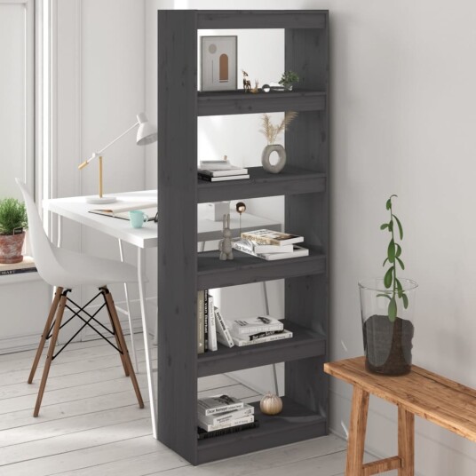 vidaXL Bokhylle/romdeler gr? 60x30x167,5 cm heltre furu