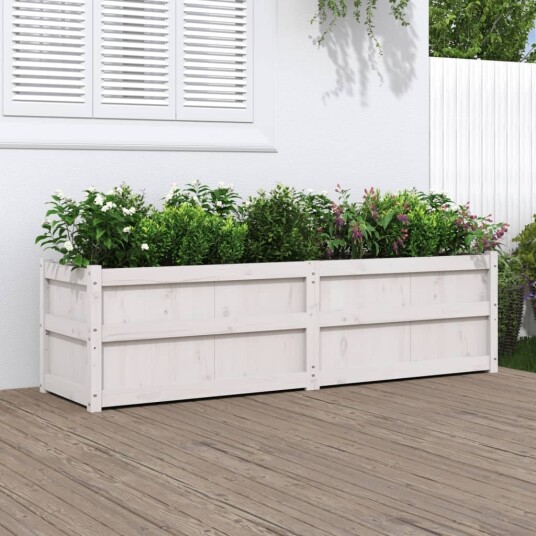 Hageplantekasse hvit 180x50x50 cm heltre furu