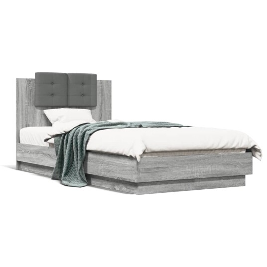  Sengeramme med hodegavl grå sonoma 90x190 cm konstruert tre 8721012277083