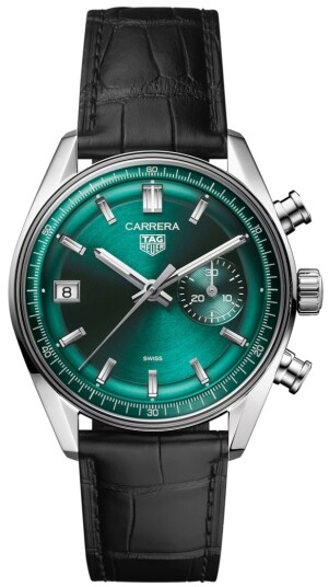 TAG Heuer Herreklokke CBS2211.FC6545 Carrera Chronograph Grønn/Lær