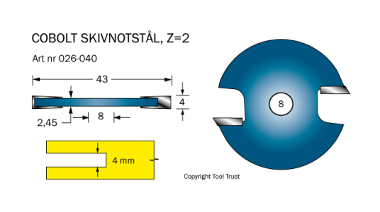 Cobolt 026-040 Notplate L=4 D=43 Z=2 Maskintilbehør & forbruk
