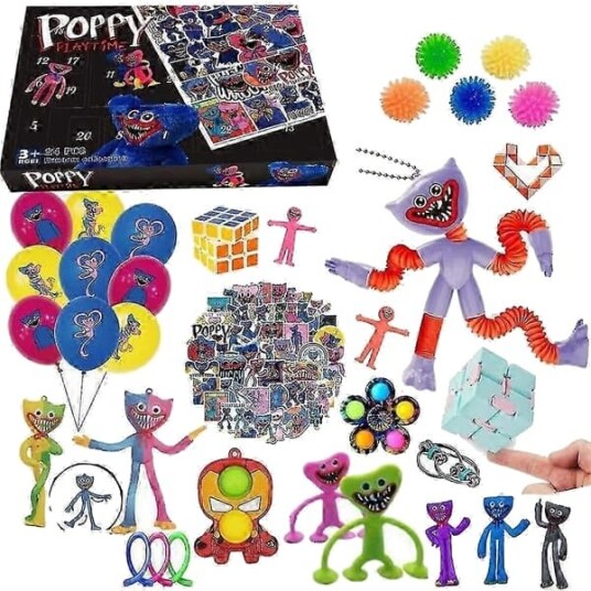 Adventskalender 2025 med 24 dager   Julekalender Poppy Playtime Huggy Wuggy Overraskelsesboks DIY Fidget Sensorisk Leke