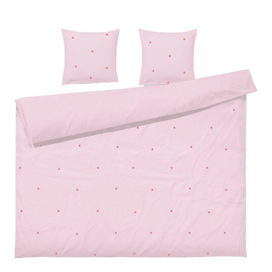 Juna Daisy sengetøy 220x220 cm rosa/rød