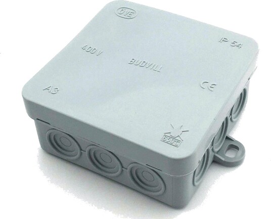 Koblingsboks - 8,5 x 8,5 x 3,7 cm, IP54 sprutsikker Koblingsboks - 8,5 x 8,5 x 3,7 cm, IP54 sprutsikker