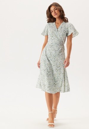VILA Vilovie S/S Wrap Midi Dress Kentucky Blue AOP: ALY 42
