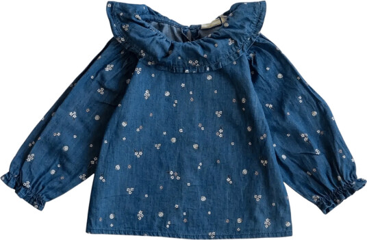 LouieLouie Elinor Ruffle Blouse Denim Blue 80 LouieLouie Elinor Ruffle Blouse Denim Blue 80