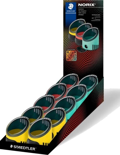 Staedtler 516 001, Manuell Blyantspisser, Gult, Koral, Grønn, Metall, 10 Stykker