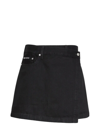 Calvin Klein Jeans Denim Mini Wrap Skirt Soft Black Black 25