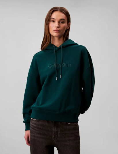 Calvin Klein A- Logo Emb French Terry Po Hood - Green - XS
