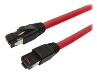 MicroConnect - Koblingskabel - RJ-45 (hann) til RJ-45 (hann) - 25 cm - S/FTP - CAT 8.1 - halogenfri, uten hindringer - rød