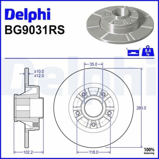 Bremseskive DELPHI BG9031RS Bremseskive DELPHI BG9031RS
