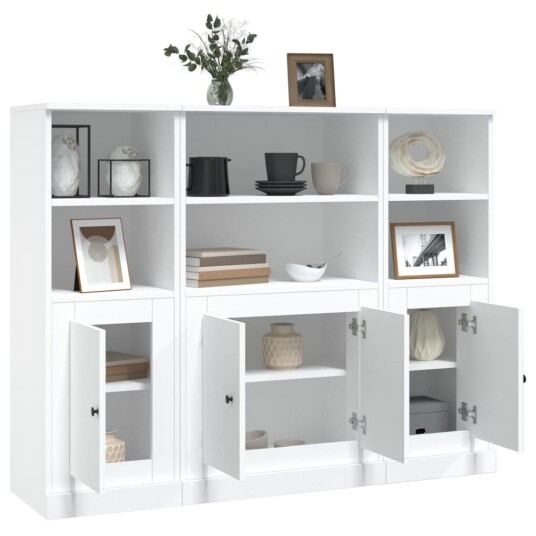 vidaXL Highboards 3 stk hvit konstruert tre