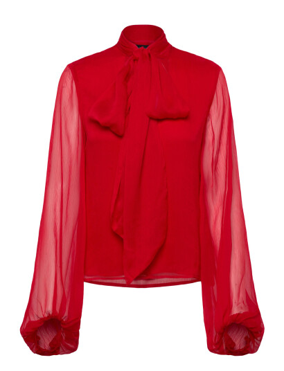 Bardot Solace Tie Front Blouse - Red - 34 Bardot Solace Tie Front Blouse - Red - 34