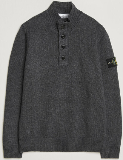 Stone Island Knitted Lambswool Half Button Zip Melange Lead