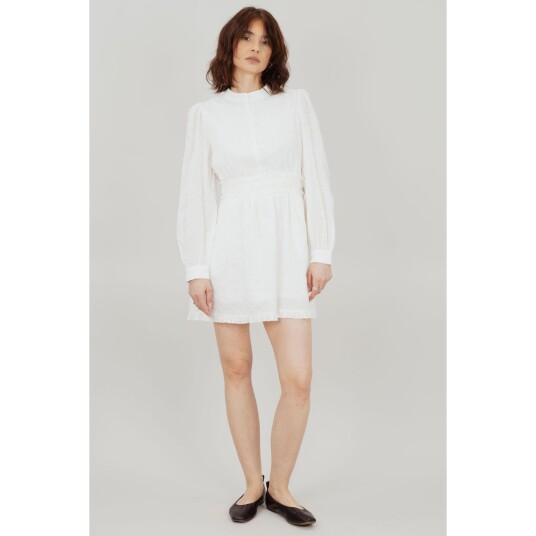 Selene Dress White S Ruffle cotton dress
