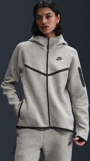 Nike Hettegenser Tech Fleece FZ Windrunner   Grå/Svart Kvinner størrelse Small