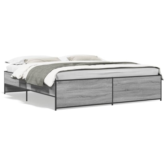  Sengeramme grå sonoma 200x200 cm konstruert tre og metall 8721102610608