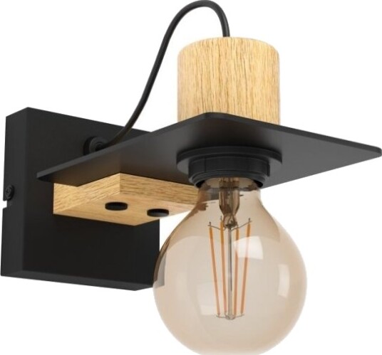 Eglo Bramerton Vegglampe E27 Sort/Tre Fsc