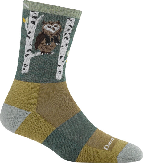 Darn Tough Women’s Critter Club Micro Crew Lightweight Cushion Hiking Socks  Owl Green M
