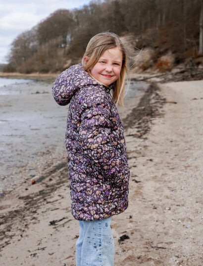 mikk-line Long Puffer Jacket Aop Rec. Purple 122