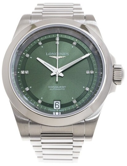 Longines Dameklokke L3.430.4.07.6 Conquest Grønn/Stål Ø34 mm