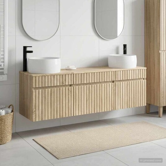 vidaXL Baderomsskapsett 3 stk. Sonoma eik 49 x 44,5 x 66 cm