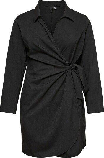 Vero Moda Curve - Kjole Vmcevelin Ls Wrap Short Dress Wvn P - Svart