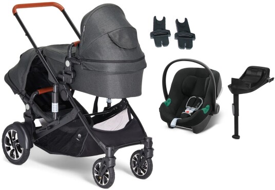 Beemoo Maxi 4 Twin Søskenvogn Inkl. Cybex Aton B2 Babybilstol & Base Black/Volcano Black Beemoo Maxi 4 Twin Søskenvogn Inkl. Cybex Aton B2 Babybilstol & Base Black/Volcano Black