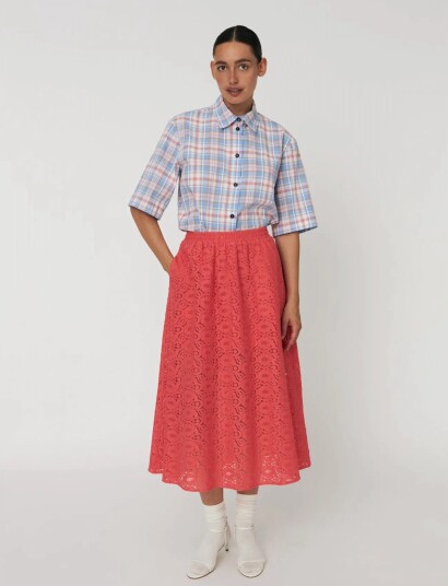 Stella Nova Cotton Lace Skirt Coral 42 Stella Nova Cotton Lace Skirt Coral 42