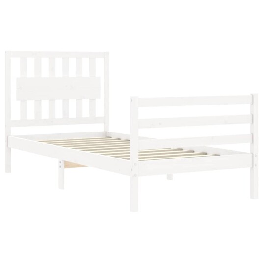 vidaXL Sengeramme med hodegavl hvit 3FT single heltre 8720845994471
