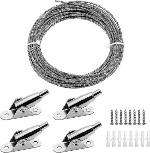 10m Rustfritt Stål Wire Tau Belagt 2 Mm Stål Tau Justerbart Gardin Tau Hengende Tau Med Feste