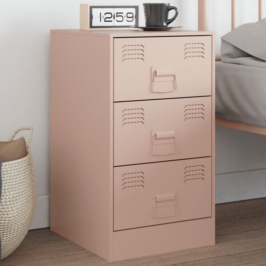 Nattbord rosa 34,5x39x62 cm stål 841777