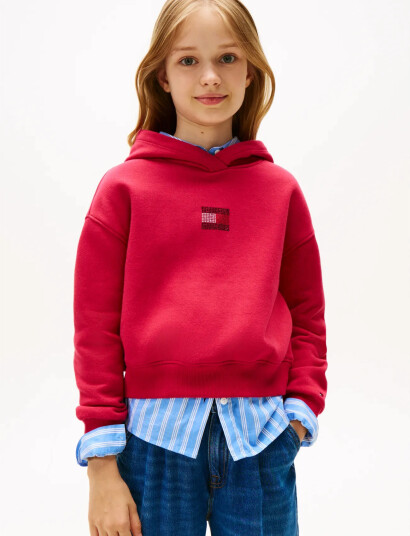 Tommy Hilfiger Rhine Stone Flag Hoodie Red 34
