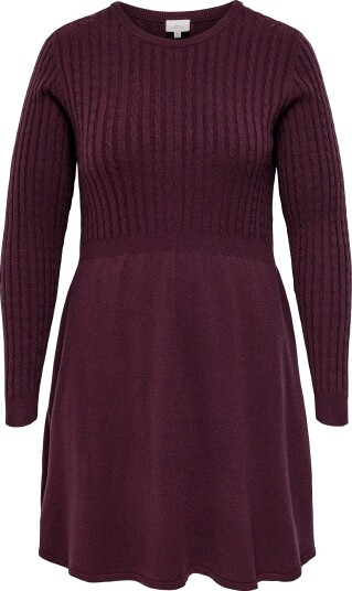 Only Carmakoma   Kjole Carfia LS Cable Dress Knt   Rød