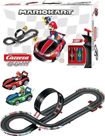 Carrera Go!!! Mario Kart Bilbane 4,9 Meter Med Mario Og Luigi Biler
