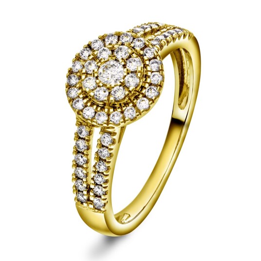 Kelly by Gullfunn Ring i 585 gult gull med diamanter 0,50 ct størrelse 54