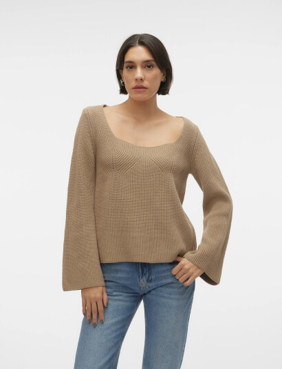 Vero Moda Vmginger Ls Knit Pullover Vma Beige L