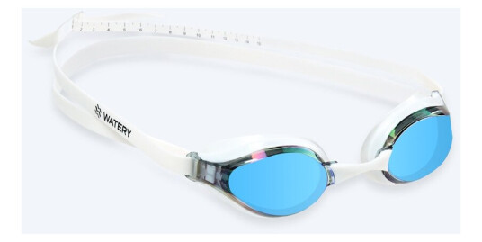 Watery Elite svømmebriller   Poseidon Mirror   Hvit/blå   Konkurranse / trening svømmebriller Bedst i test