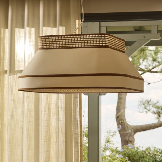 Pendellampe MARKET SET Square dimmbar Beige Spisestue Stoff / Tekstil Design 68 33 Beige