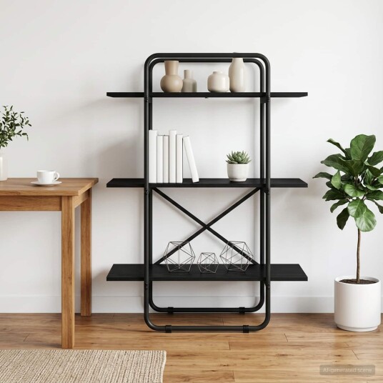 vidaXL Bokhylle 3 nivåer 80 x 35 x 105 cm PB Svart eik