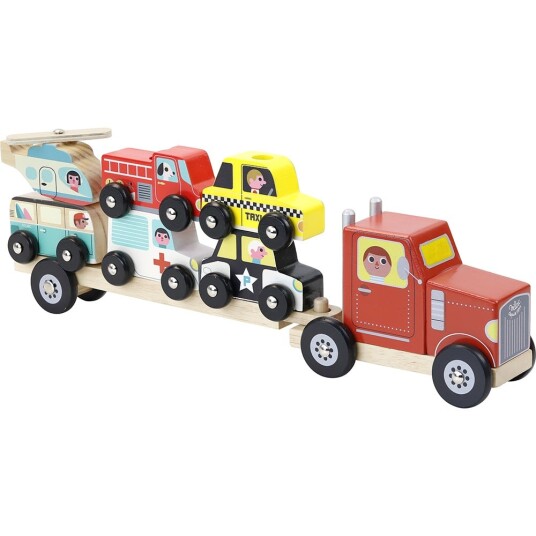 Vilac Truck and trailer with stacking cars  7601
