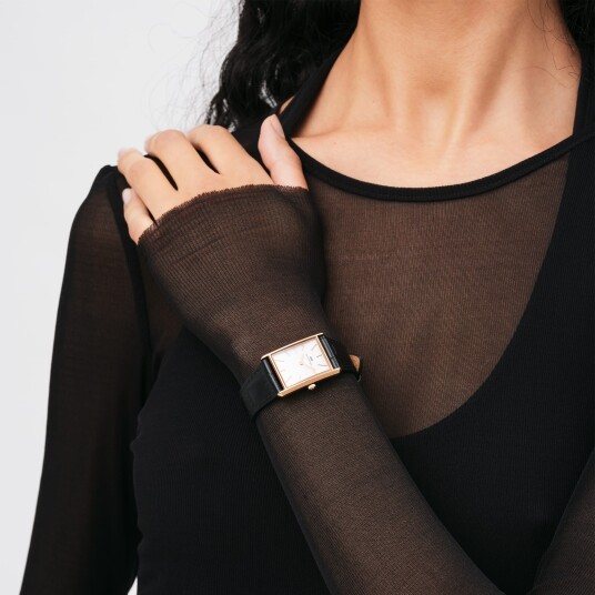 Daniel Wellington DW Watch Bound Black Crocodile Rose Gold 35x24mm