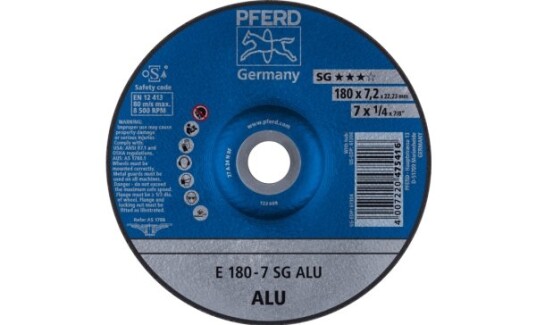 Pferd Slipeskive E 180 7 SG Alu 180x7.2mm 8500 rpm 10 stk Pferd Slipeskive E 180 7 SG Alu 180x7.2mm 8500 rpm 10 stk