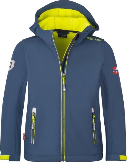 TrollKids Kids Trollfjord Jacket   MYSTIC BLUE/GOLDEN YELLOW   116