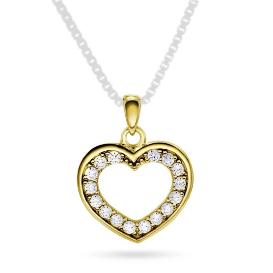 Pan Jewelry Anheng i 585 gult gull med zirkonia og hjerte Pan Jewelry Anheng i 585 gult gull med zirkonia og hjerte