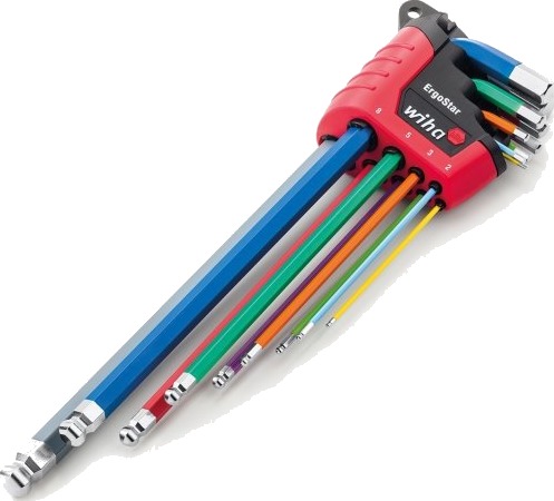 Wiha Ergostar, L-Formet Hex-Nøkkelsett, Metrisk, 9 Stykker, 1.5,2,2.5,3,4,5,6,8,10 Mm, 9,1 Cm, 1,5 Cm