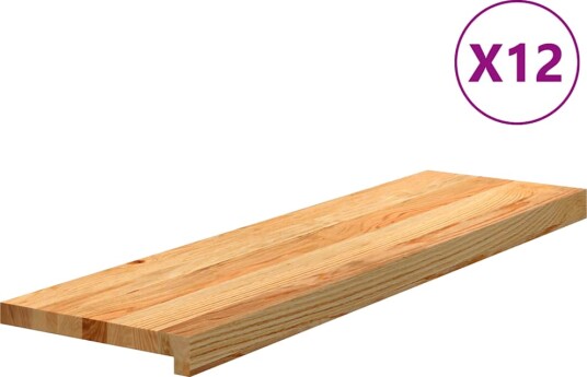 Trappetrinn 12 stk lysebrun 90x30x2 cm heltre eik Trappetrinn 12 stk lysebrun 90x30x2 cm heltre eik