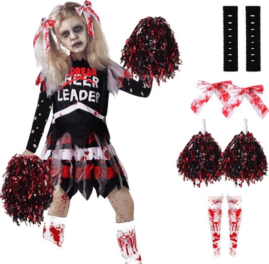 Halloween Blodig Zombie Cheerleader Kostyme til Jente